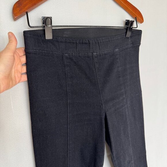 Helmut Lang Made in USA Pull On Stretch Black Denim Flare Leg Crop Pants Size 30 - Picture 6 of 13